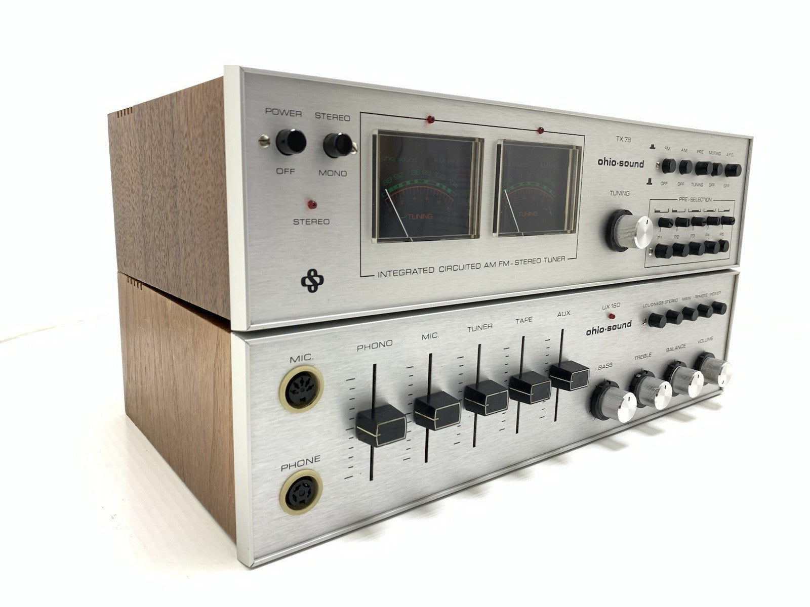 Ohio-Sound UX 180 Amplifier & TX 78 Tuner Rare 1970s Vintage Hi-Fi Set Good Look