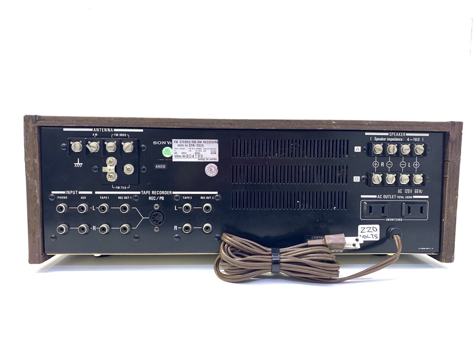 SONY STR-7025 Stereo Receiver 36 Watts RMS Vintage 1974
