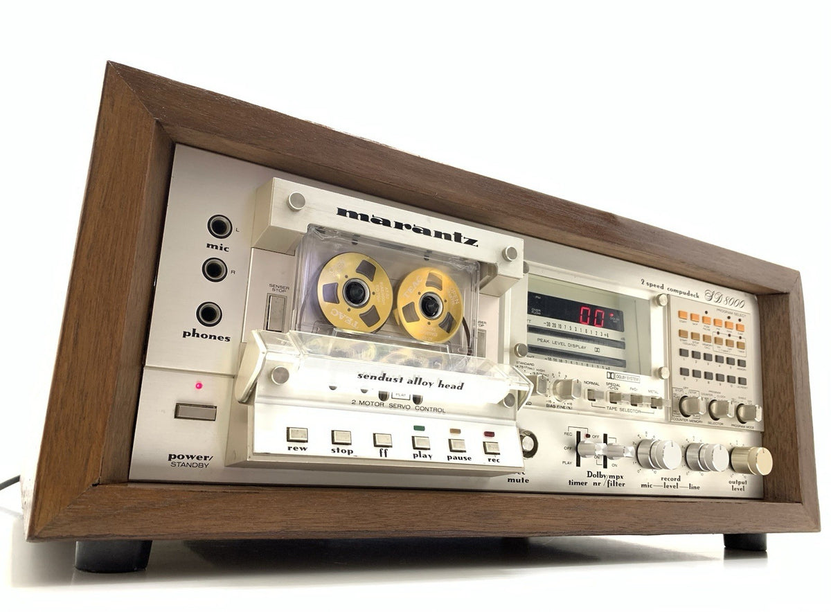 MARANTZ SD 8000 Stereo Cassette Tape Deck With WOOD BOX 2 Speeds WORK Good Look