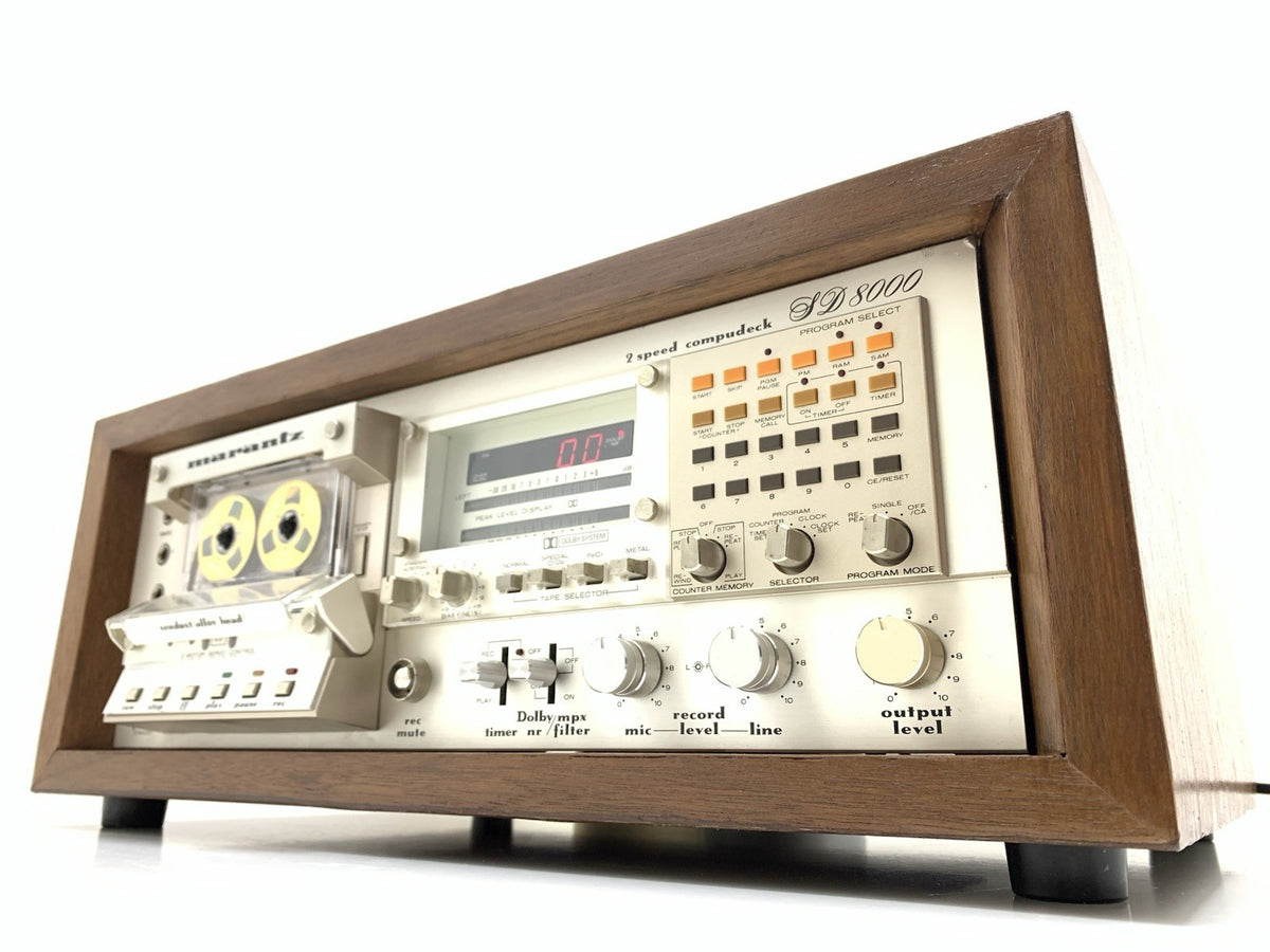 MARANTZ SD 8000 Stereo Cassette Tape Deck With WOOD BOX 2 Speeds WORK Good Look