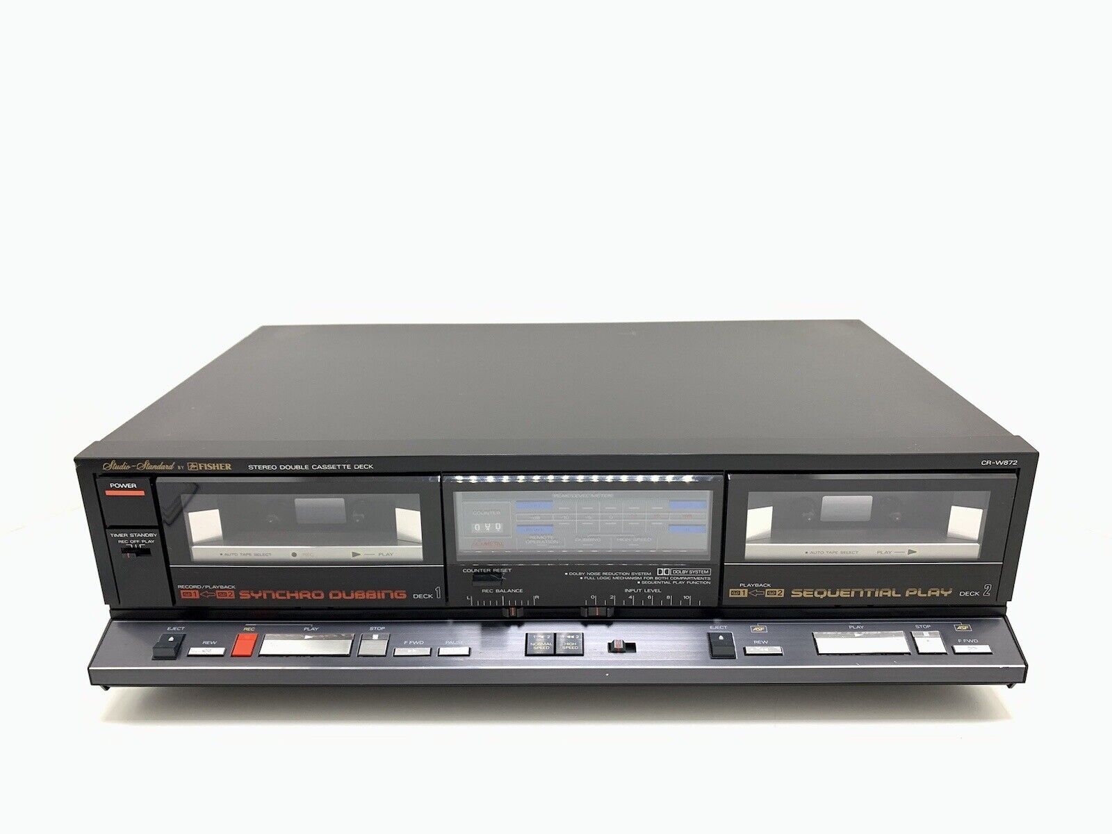 FISHER CR-W872 Metal Tape Deck Doble Cassette Vintage 1986 Refurbished Good Look