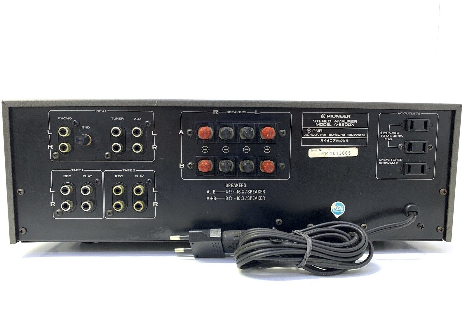 PIONEER A-8800X RARE Stereo Amplifier 150WRMS Vintage 1979 Hi End Work Good Look