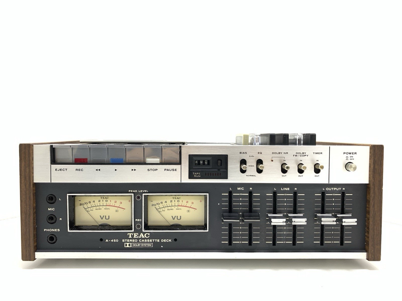 TEAC A 450 Stereo Cassette Tape Deck 2 Head Vintage 1974 Working Good Look