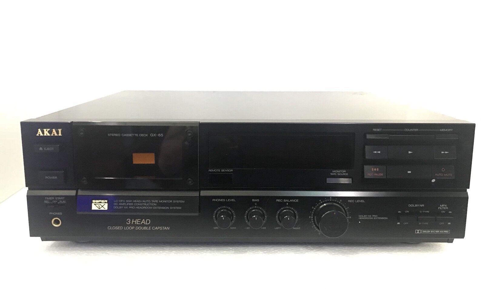 AKAI  GX-65 Stereo Cassette Deck 3 Head Vintage 1990 Refurbished WORK Good Look