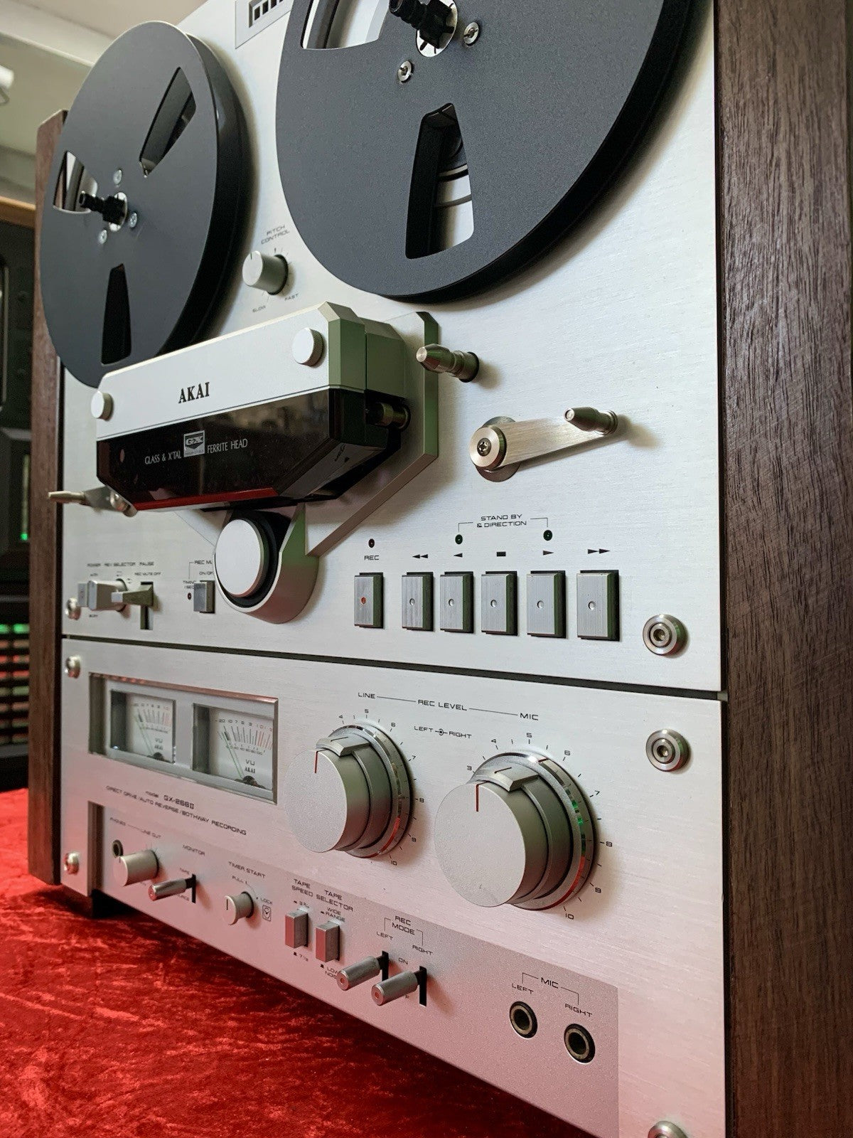 AKAI GX 266 II Open Reel Tape 4 Track 6 Heads Vintage Auto Reverse WORK GoodLook