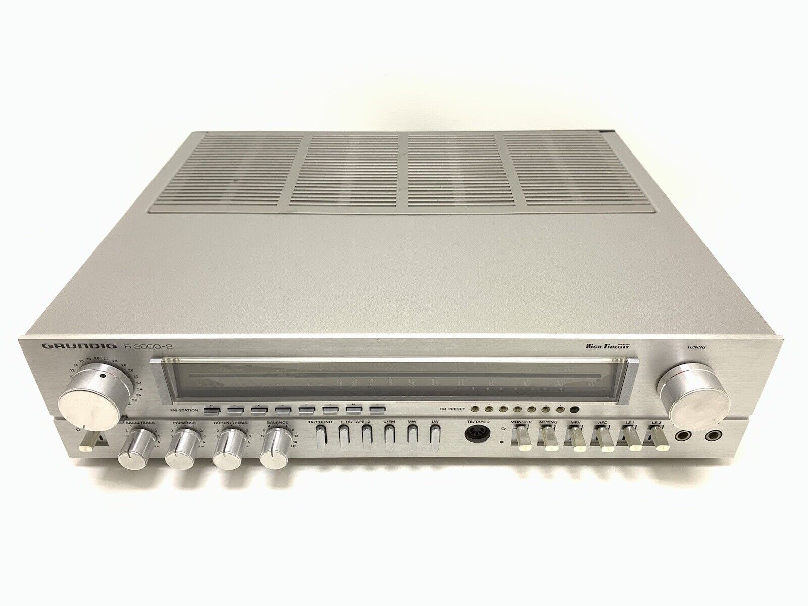GRUNDIG R2000-2 Stereo Amplifier 2X50 WRMS Vintage 1980 Good Look AM/FM NOT WORK