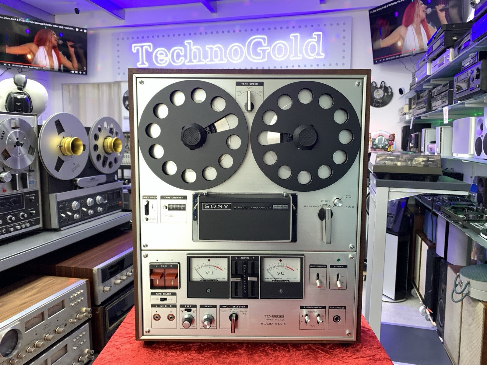 SONY TC 6635 Reel to Reel 4 Track 7" Tape 3 Head Vintage WORK Perfect Good Look