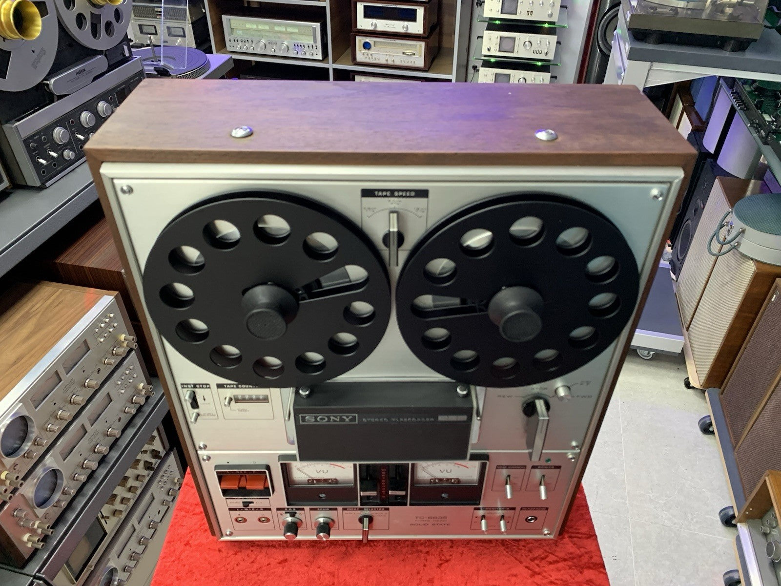 SONY TC 6635 Reel to Reel 4 Track 7" Tape 3 Head Vintage WORK Perfect Good Look