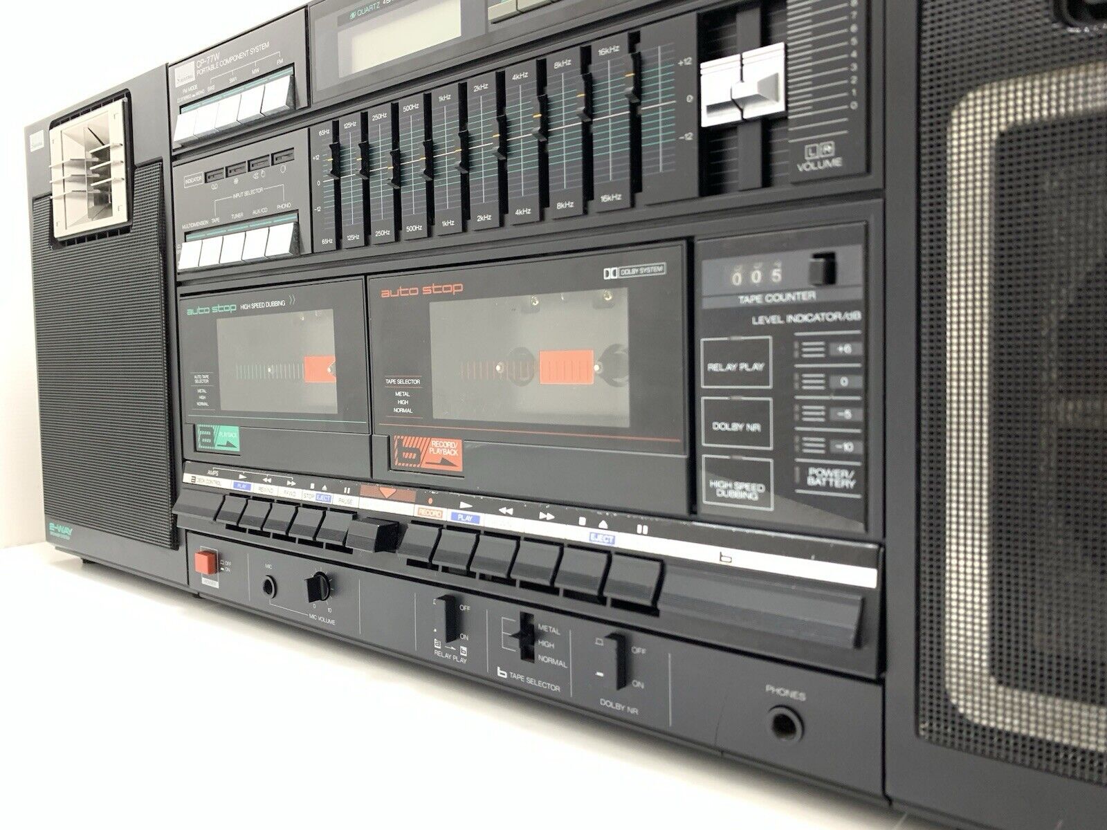 SANSUI CP 77W BOOMBOX STEREO Radio Doble Cassette Vintage 1980 WORK Good Look