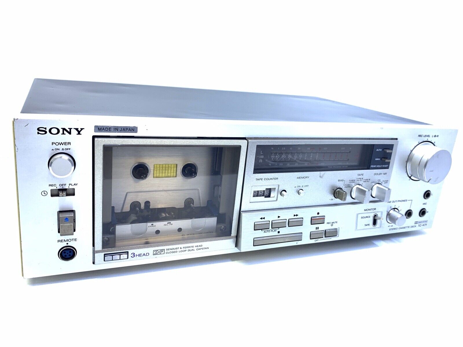 SONY TC-K71 Tape Deck Cassette Vintage 1980 3 Head Refurbished Hi End Good Look