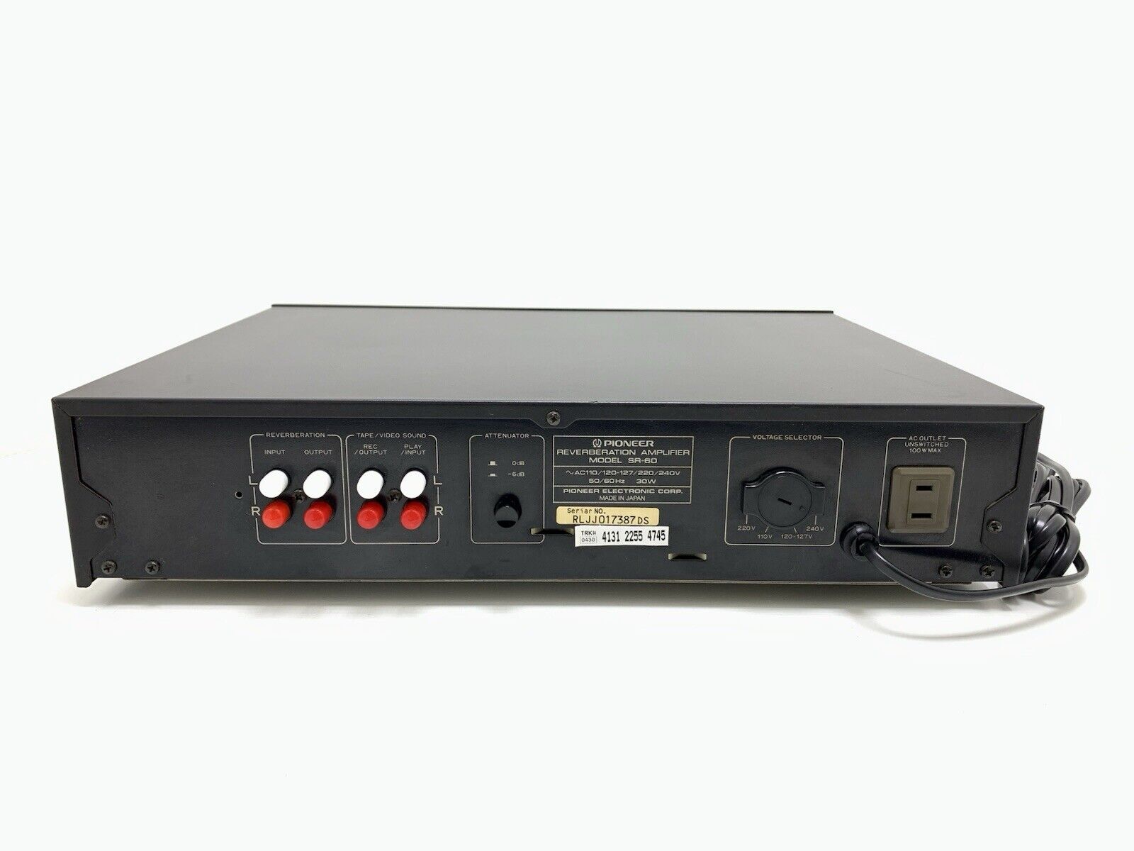 PIONEER Stereo REVERBERATION AMPLIFIER SR-60 Vintage 1984 Work PERFECT Good Look