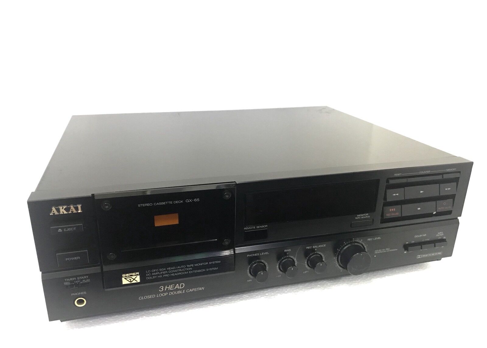 AKAI  GX-65 Stereo Cassette Deck 3 Head Vintage 1990 Refurbished WORK Good Look