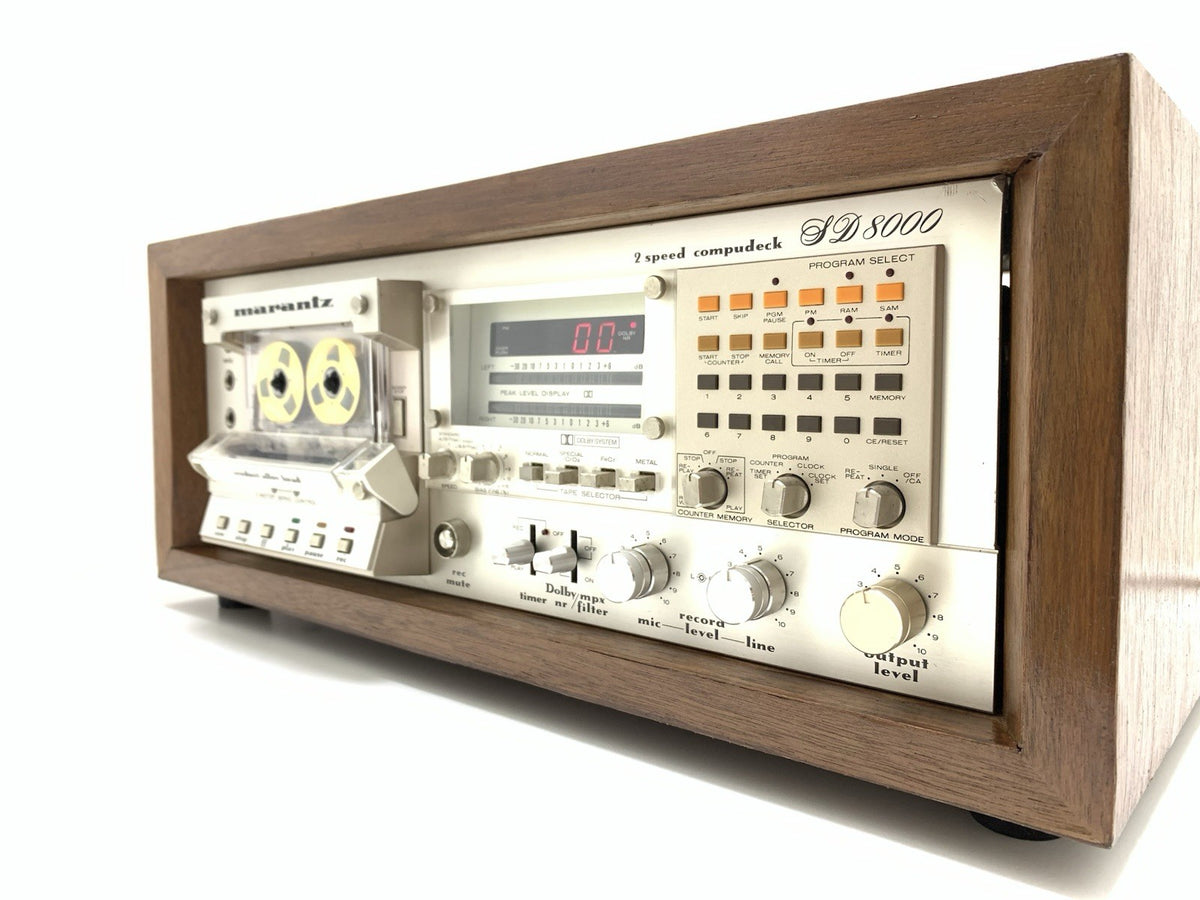 MARANTZ SD 8000 Stereo Cassette Tape Deck With WOOD BOX 2 Speeds WORK Good Look