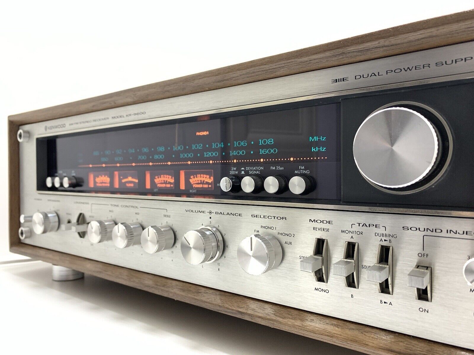KENWOOD KR-9600 FM Stereo Receiver 2 X 160 Watts RMS Vintage 1976 WORK Good Look