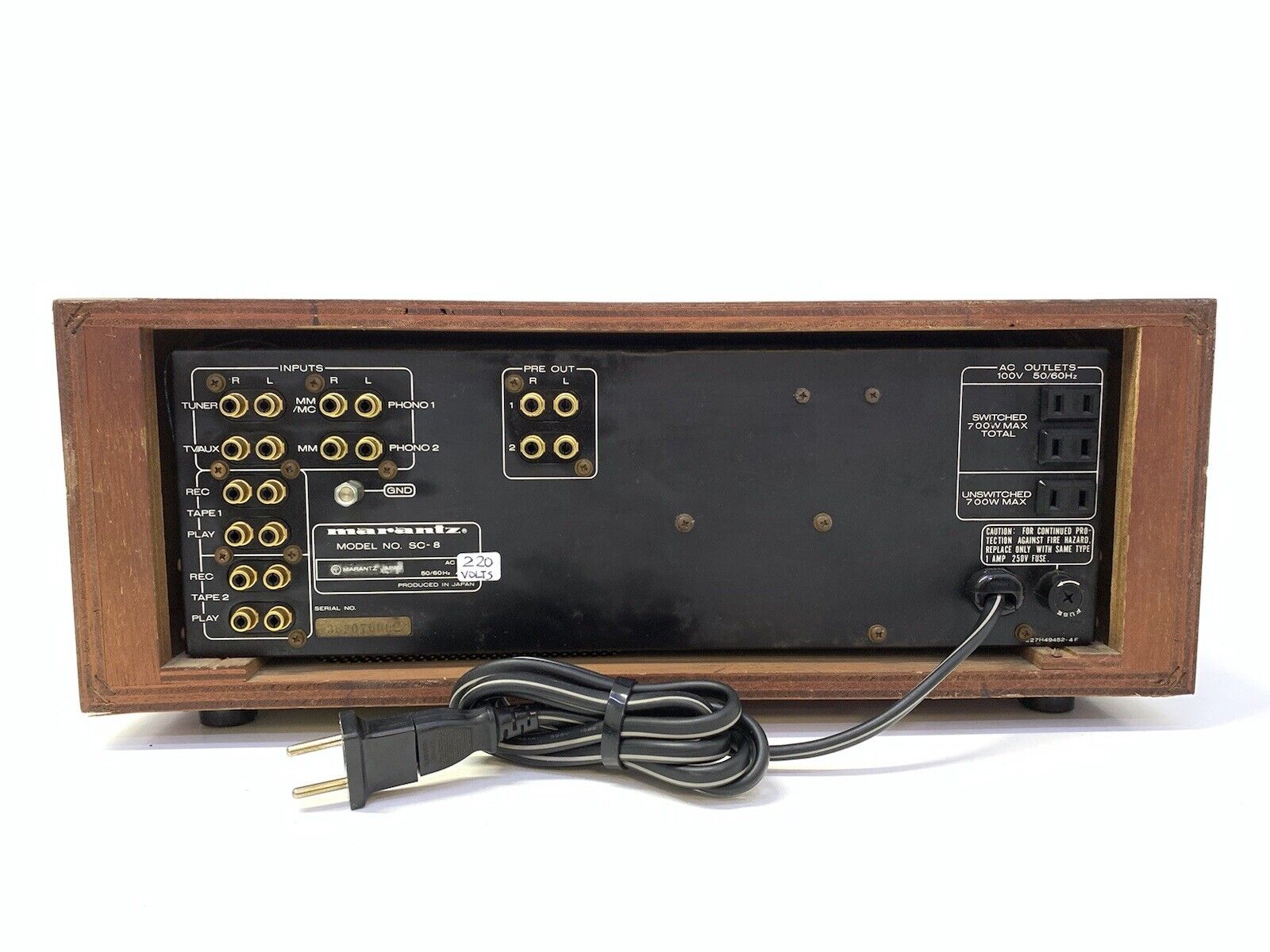 MARANTZ SC-8 Stereo Pre Amplifier Vintage 1982 Hi Fi Working 220 Volts Good Look