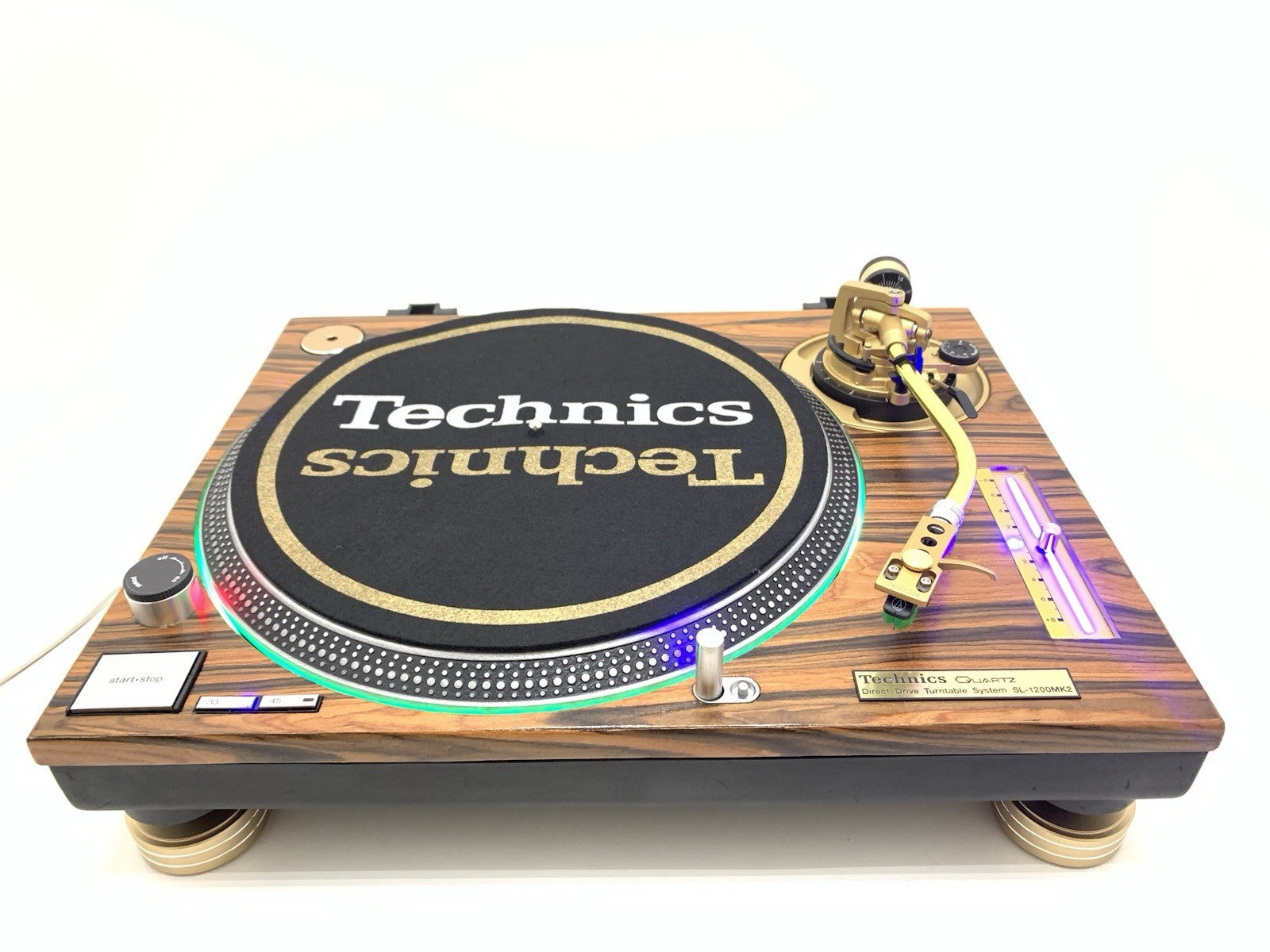 TECHNICS SL 1200 MK2 WOOD and GOLD Direct Drive Turntable Vintage WORK LIKE NEW