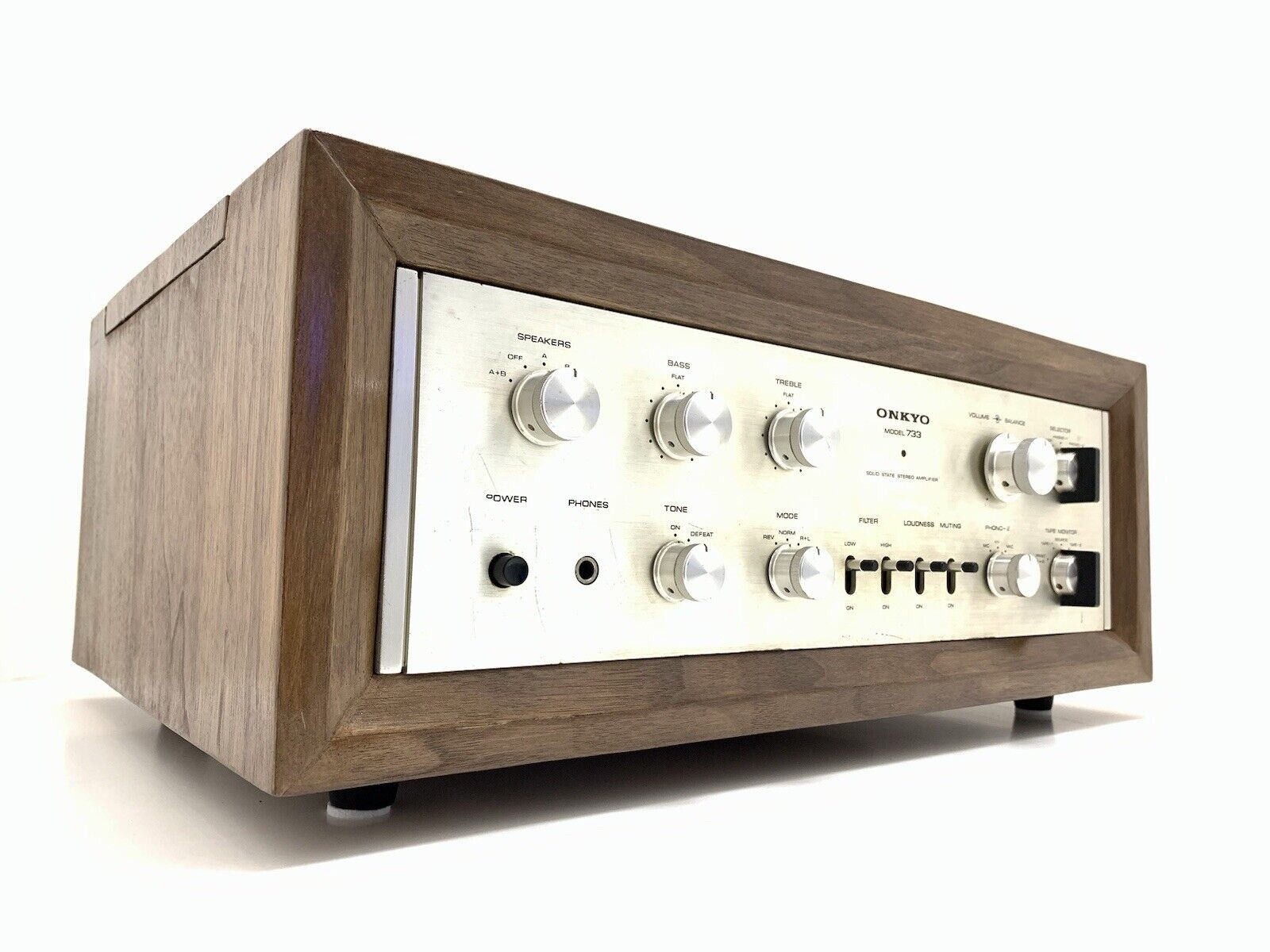 ONKYO INTEGRA 733 Stereo Amplifier 34+34WRMS with WOOD BOX Vintage 1971 WORK NEW