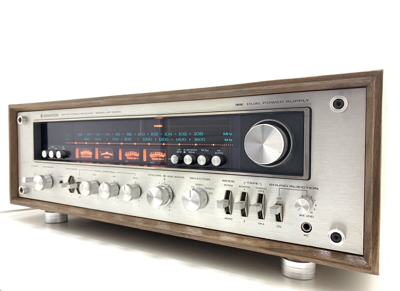 KENWOOD KR-9600 FM Stereo Receiver 2 X 160 Watts RMS Vintage 1976 WORK Good Look