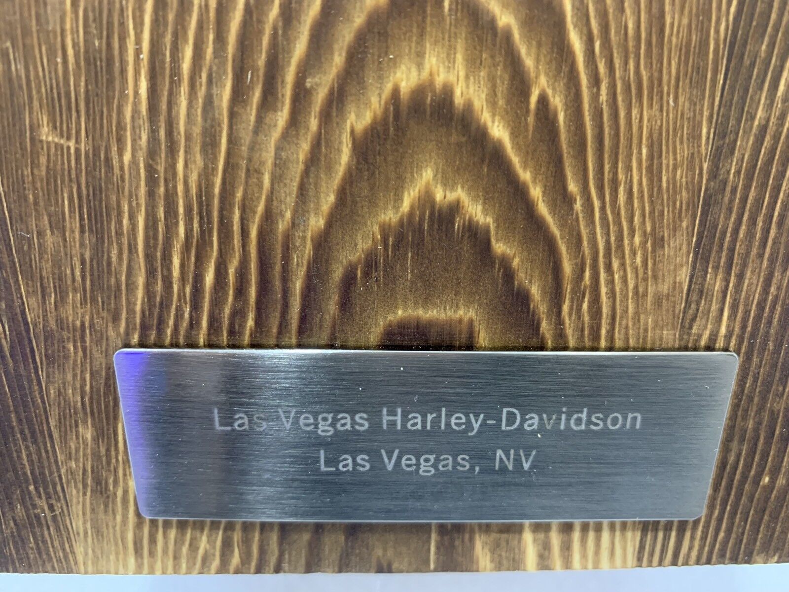 Harley Davidson Motor Rare Whiskey Bottle and Wood Box Original Las Vegas Nevada