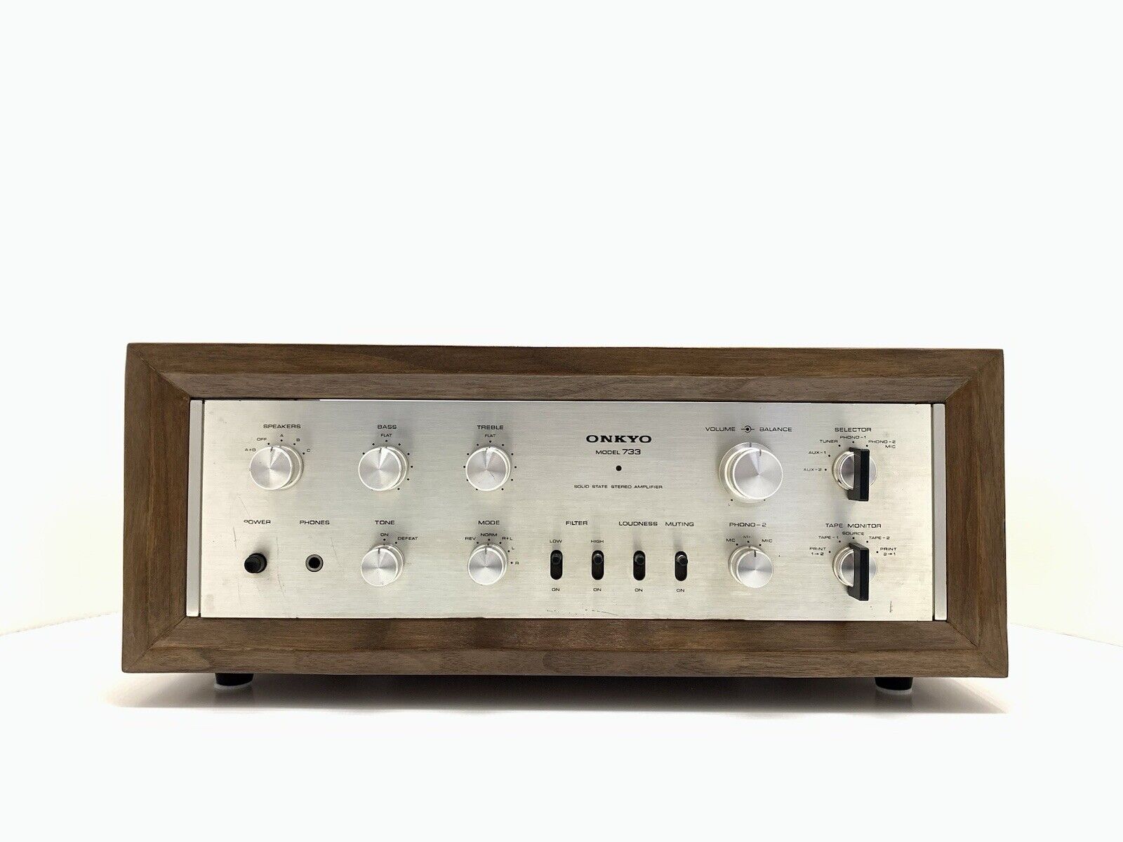 ONKYO INTEGRA 733 Stereo Amplifier 34+34WRMS with WOOD BOX Vintage 1971 WORK NEW