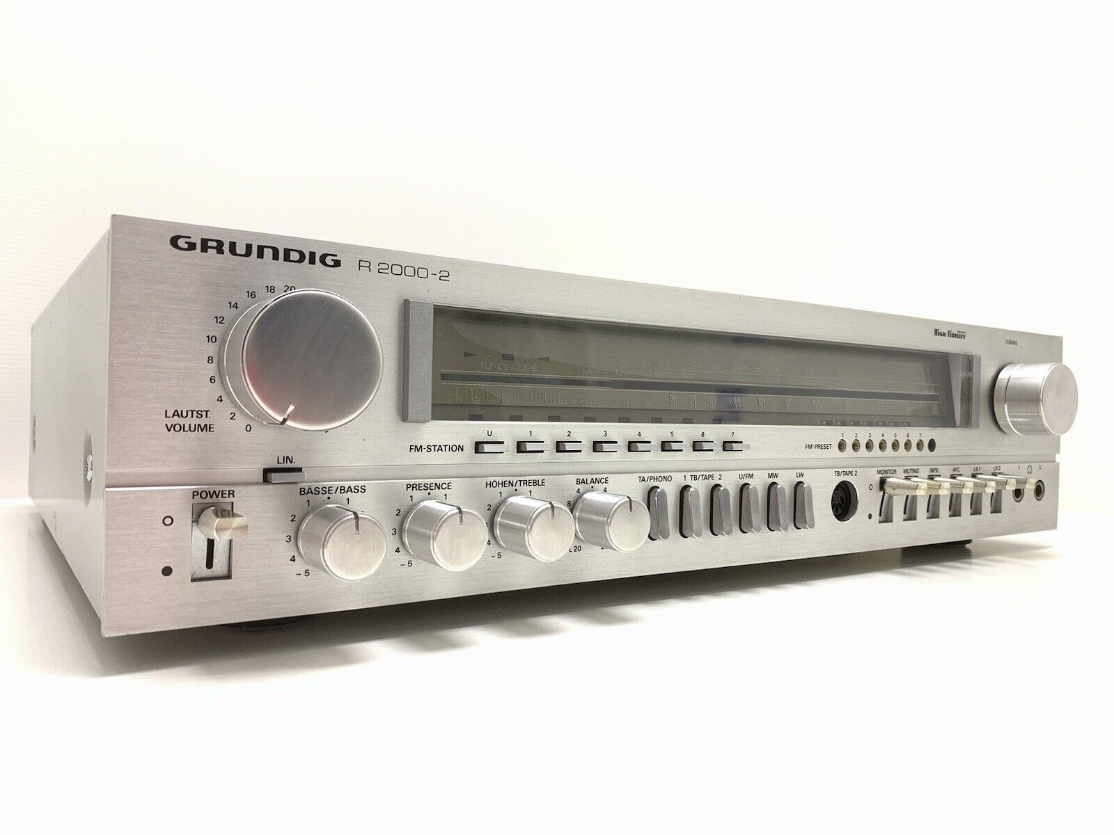 GRUNDIG R2000-2 Stereo Amplifier 2X50 WRMS Vintage 1980 Good Look AM/FM NOT WORK