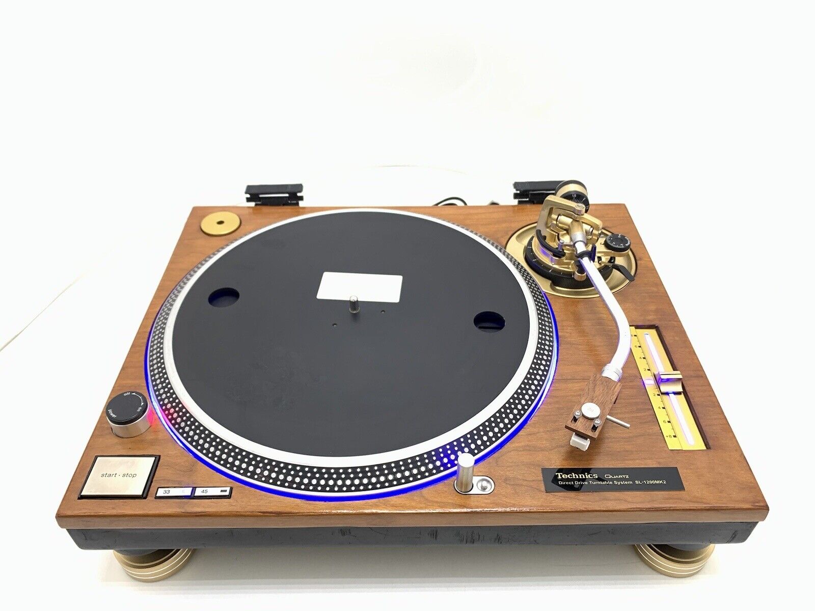 TECHNICS SL 1200 MK2 WOOD and GOLD Direct Drive Turntable Vintage WORK LIKE NEW