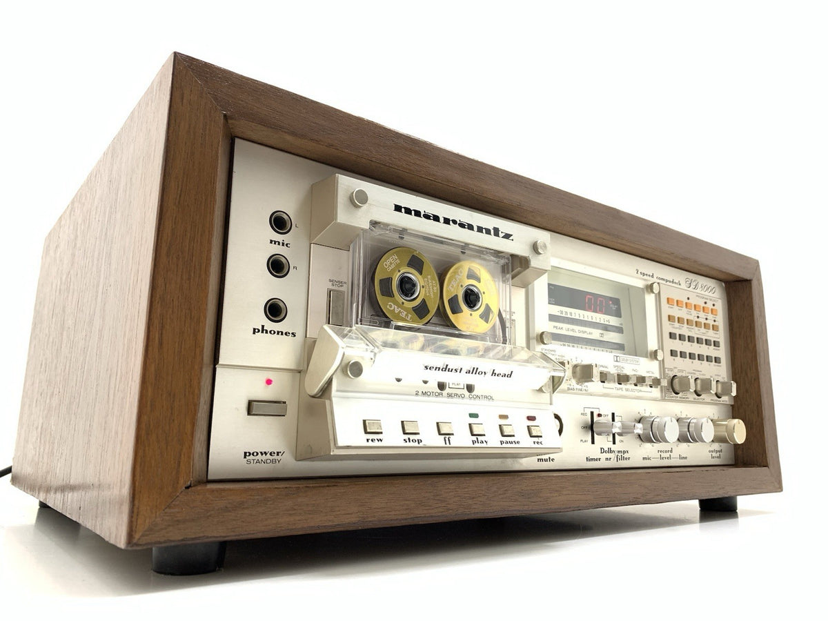 MARANTZ SD 8000 Stereo Cassette Tape Deck With WOOD BOX 2 Speeds WORK Good Look