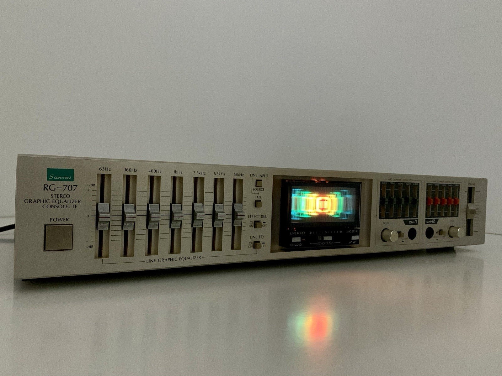 Sansui RG-707 Stereo Graphic Equalizer Consolette Vintage 1983 Work Good Look