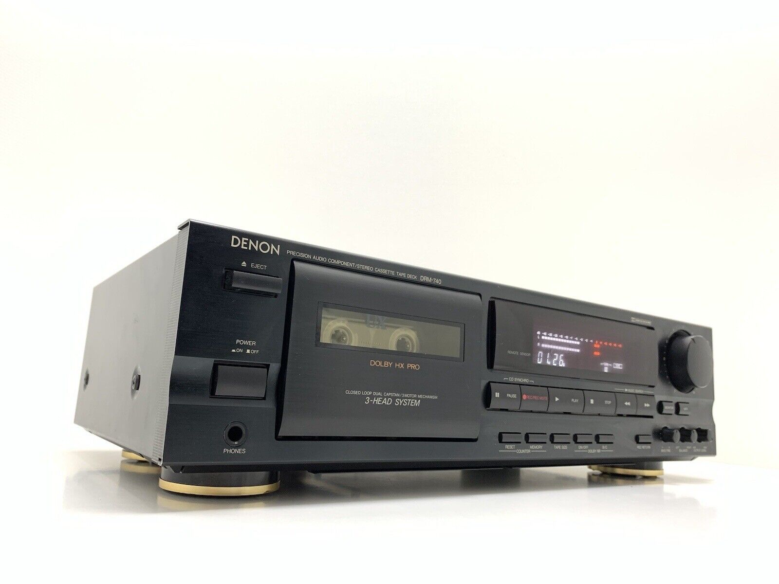 DENON DRM-740 Stereo Cassette Tape Deck 3 Head Vintage 1995 HiEnd WORK Good Look