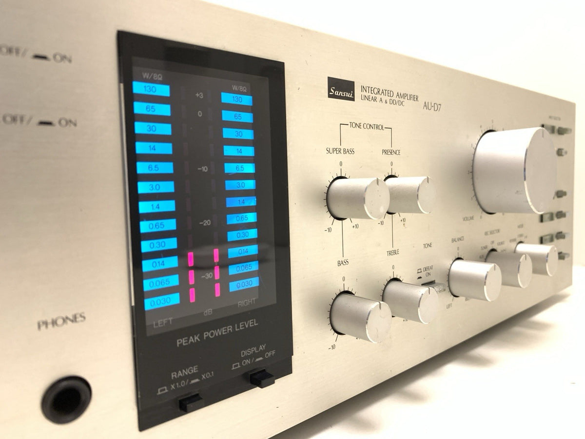 SANSUI AU D7 Integrate Stereo Amplifier 65+65 Watts RMS Vintage 1980 Good Look