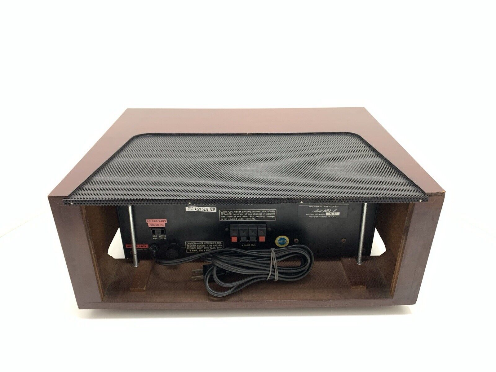 MARANTZ 250M Stereo Power Amplifier Wood Box 250WRMS Vintage 1976 WORK Good Look