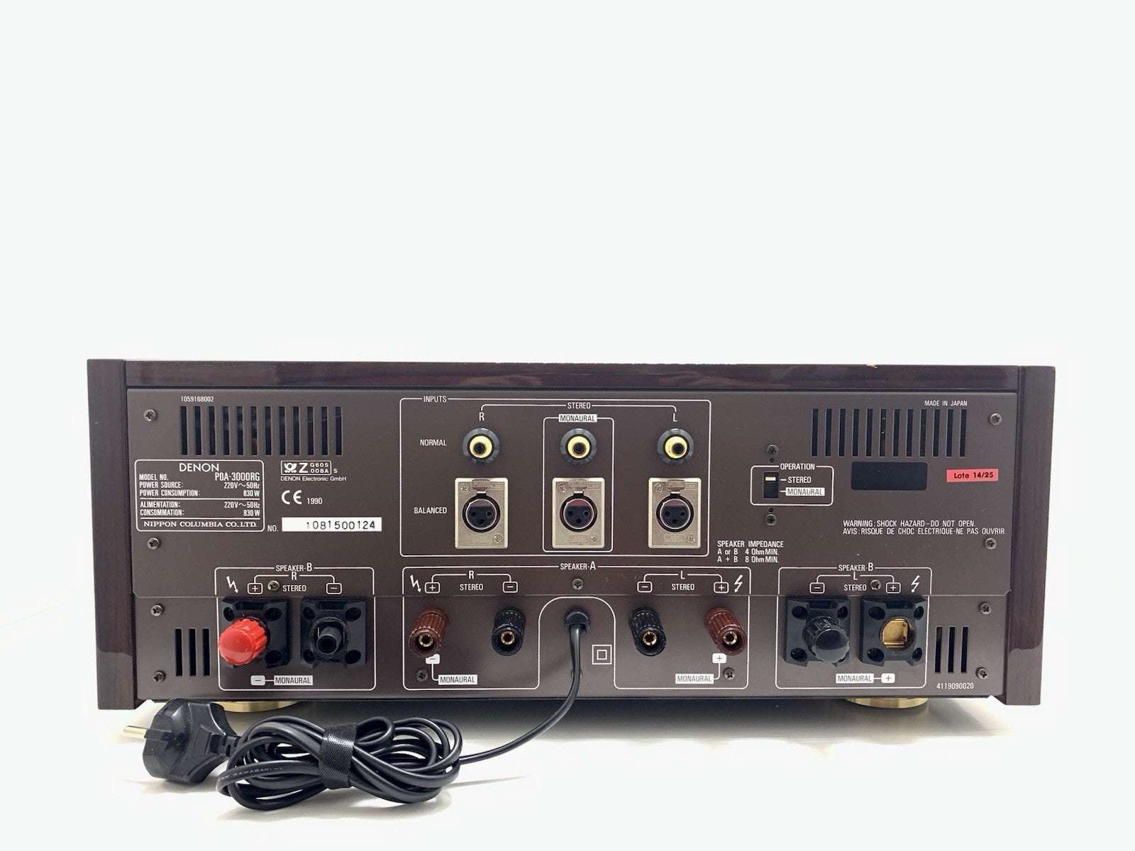 DENON POA 3000RG Stereo Power Amplifier 250+250 WRMS Vintage 1990 WORK Good Look