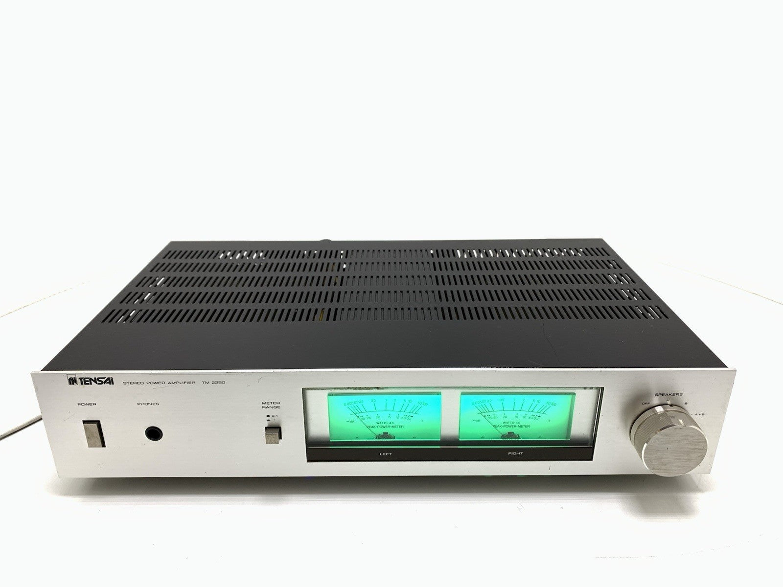 TENSAI TM 2250 Stereo Power Amplifier 100 Watts RMS Vintage 1980 WORK Good Look