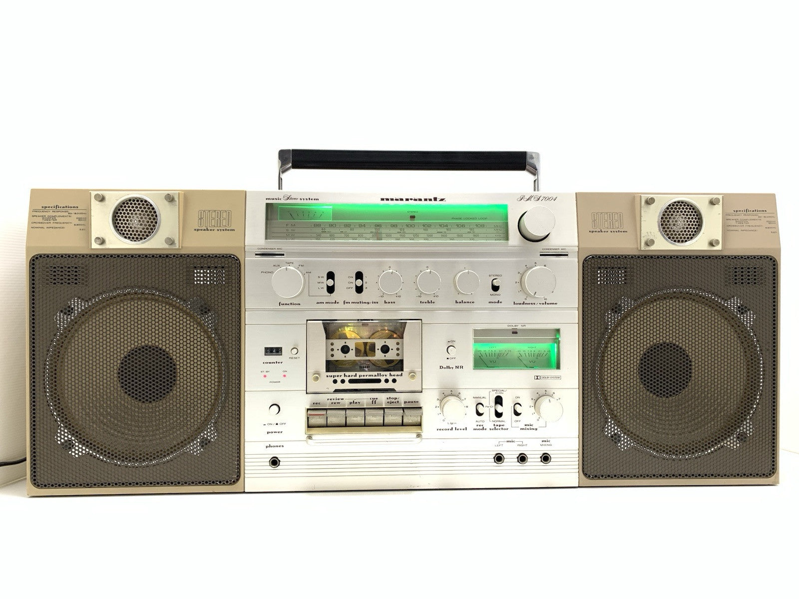 MARANTZ PMS 7004 BIG BOOMBOX STEREO Radio Cassette Vintage 1981 WORK Good Look