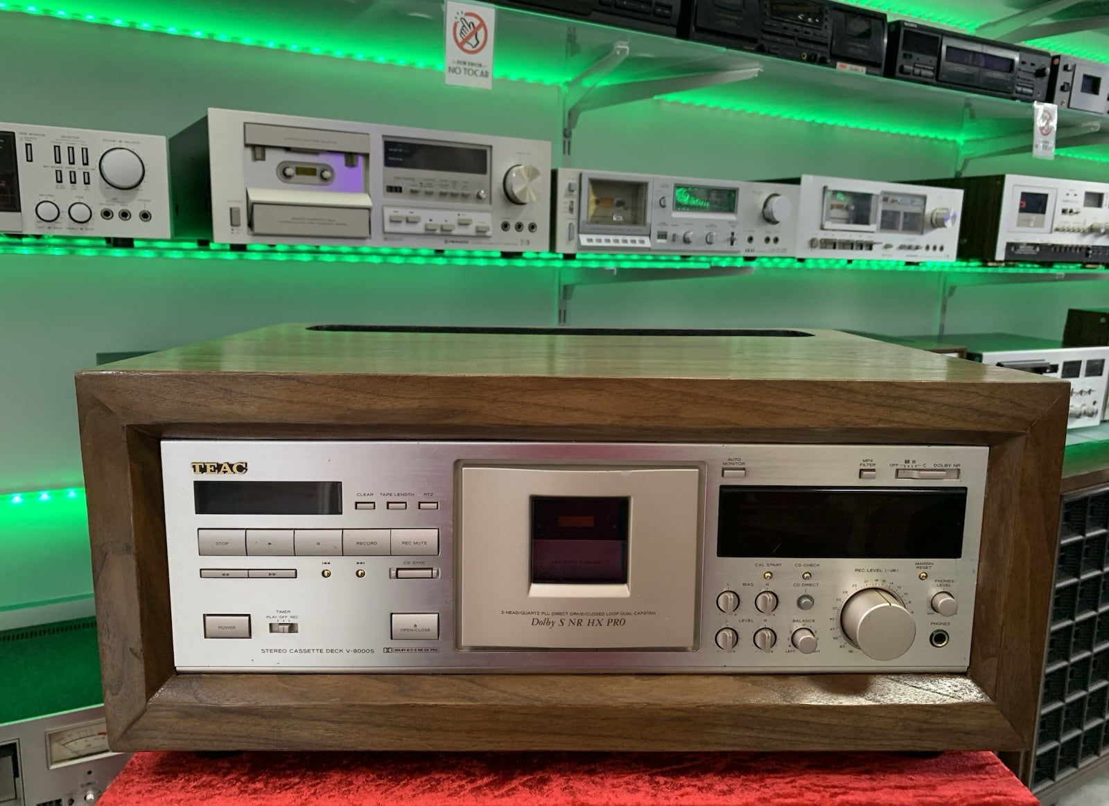 TEAC V 8000S Cassette Tape Deck 3 Head Wood Box 15Hz-21KHz Metal WORK Good Look