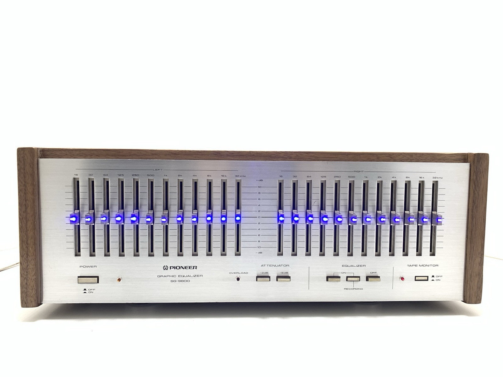 PIONEER SG 9800 Graphic Equalizer BLUE LED with WOOD BOX Vintage WORK Good Look