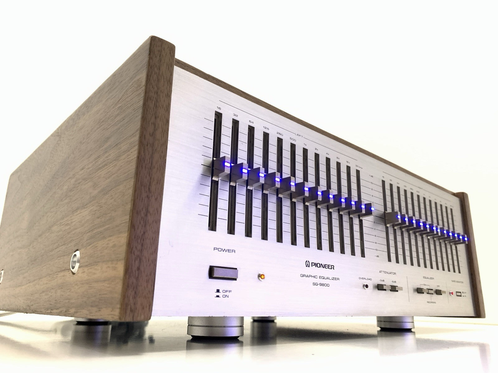 PIONEER SG 9800 Graphic Equalizer BLUE LED with WOOD BOX Vintage WORK Good Look