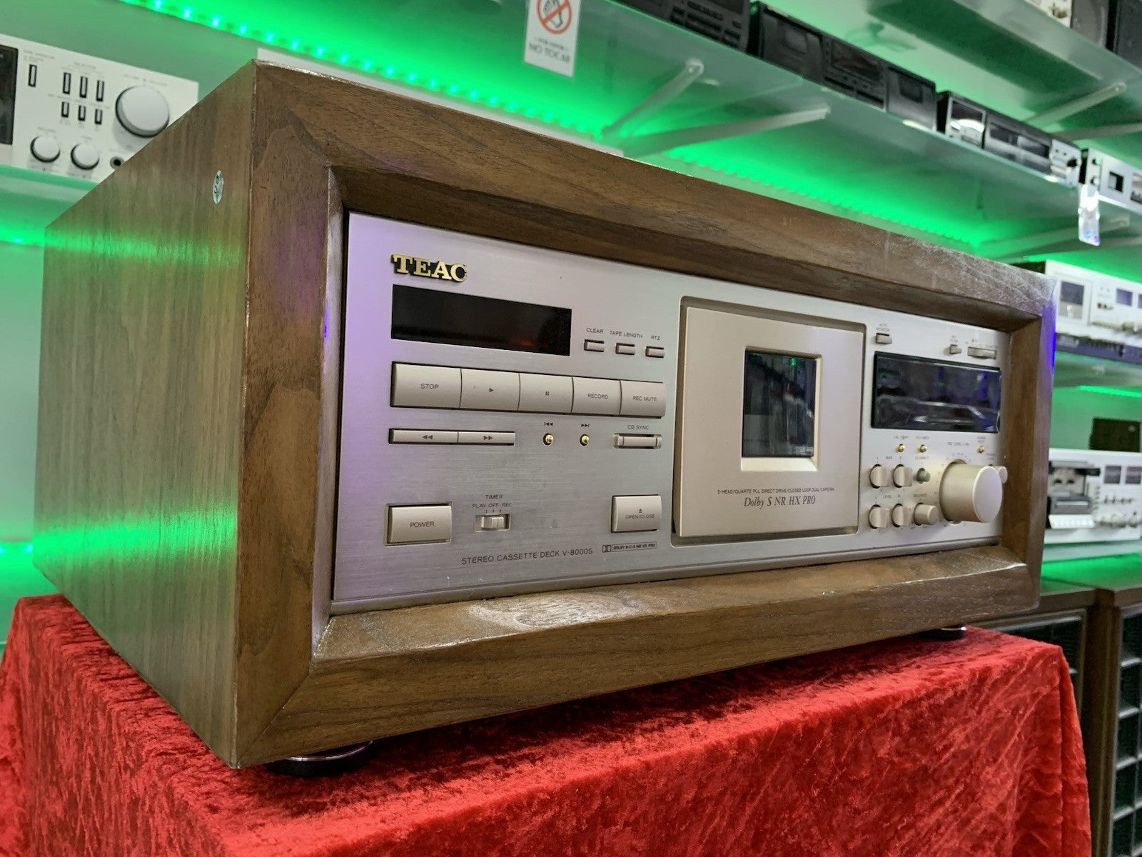 TEAC V 8000S Cassette Tape Deck 3 Head Wood Box 15Hz-21KHz Metal WORK Good Look