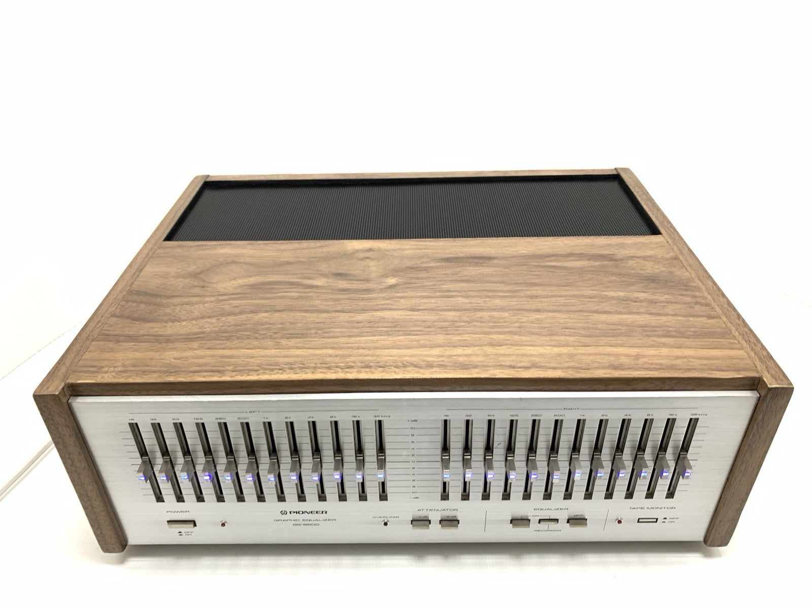PIONEER SG 9800 Graphic Equalizer BLUE LED with WOOD BOX Vintage WORK Good Look