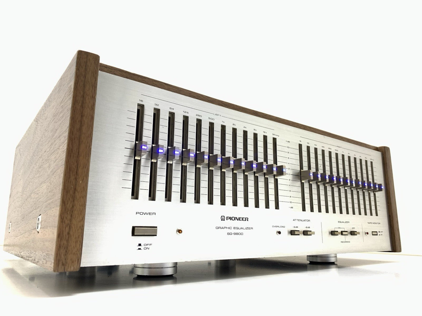 PIONEER SG 9800 Graphic Equalizer BLUE LED with WOOD BOX Vintage WORK Good Look
