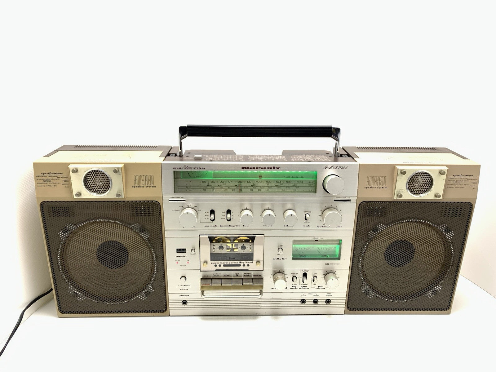 MARANTZ PMS 7004 BIG BOOMBOX STEREO Radio Cassette Vintage 1981 WORK Good Look