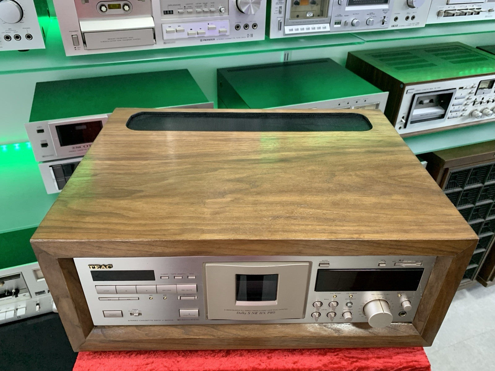 TEAC V 8000S Cassette Tape Deck 3 Head Wood Box 15Hz-21KHz Metal WORK Good Look