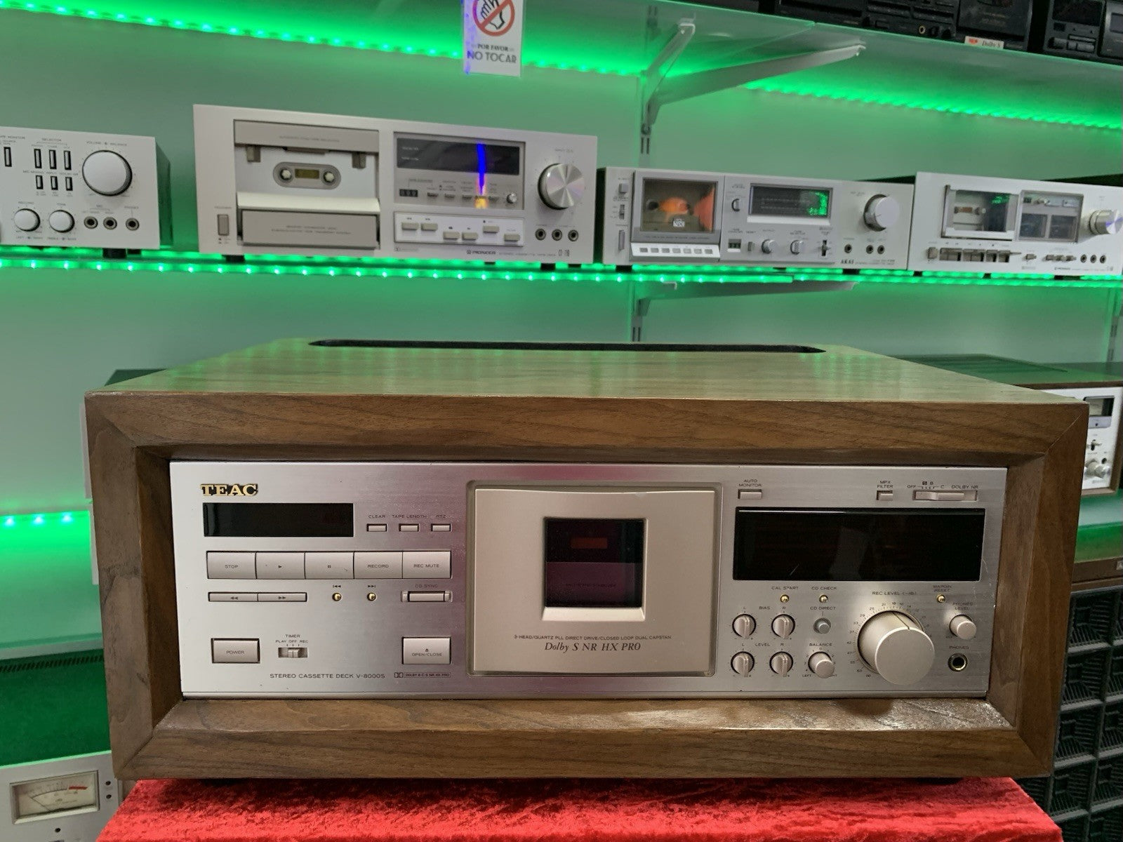 TEAC V 8000S Cassette Tape Deck 3 Head Wood Box 15Hz-21KHz Metal WORK Good Look