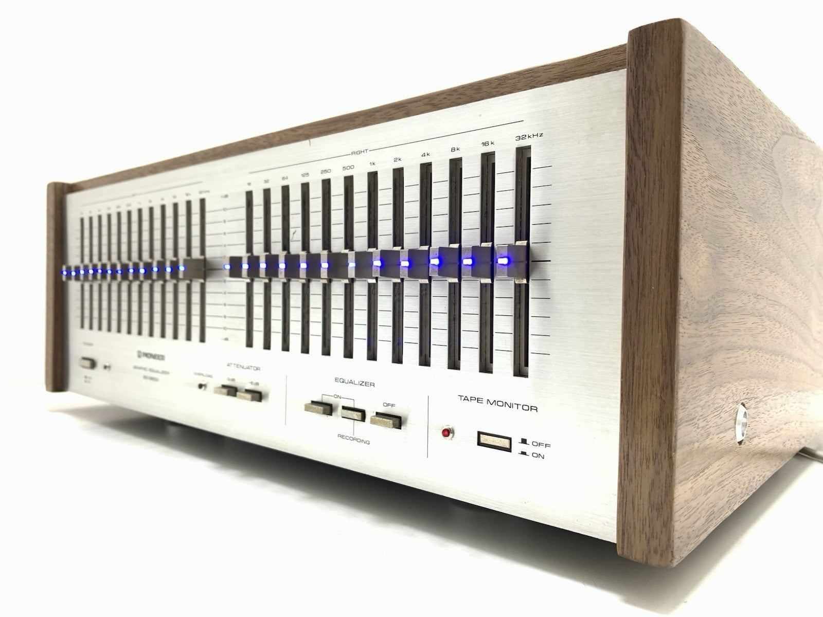 PIONEER SG 9800 Graphic Equalizer BLUE LED with WOOD BOX Vintage WORK Good Look