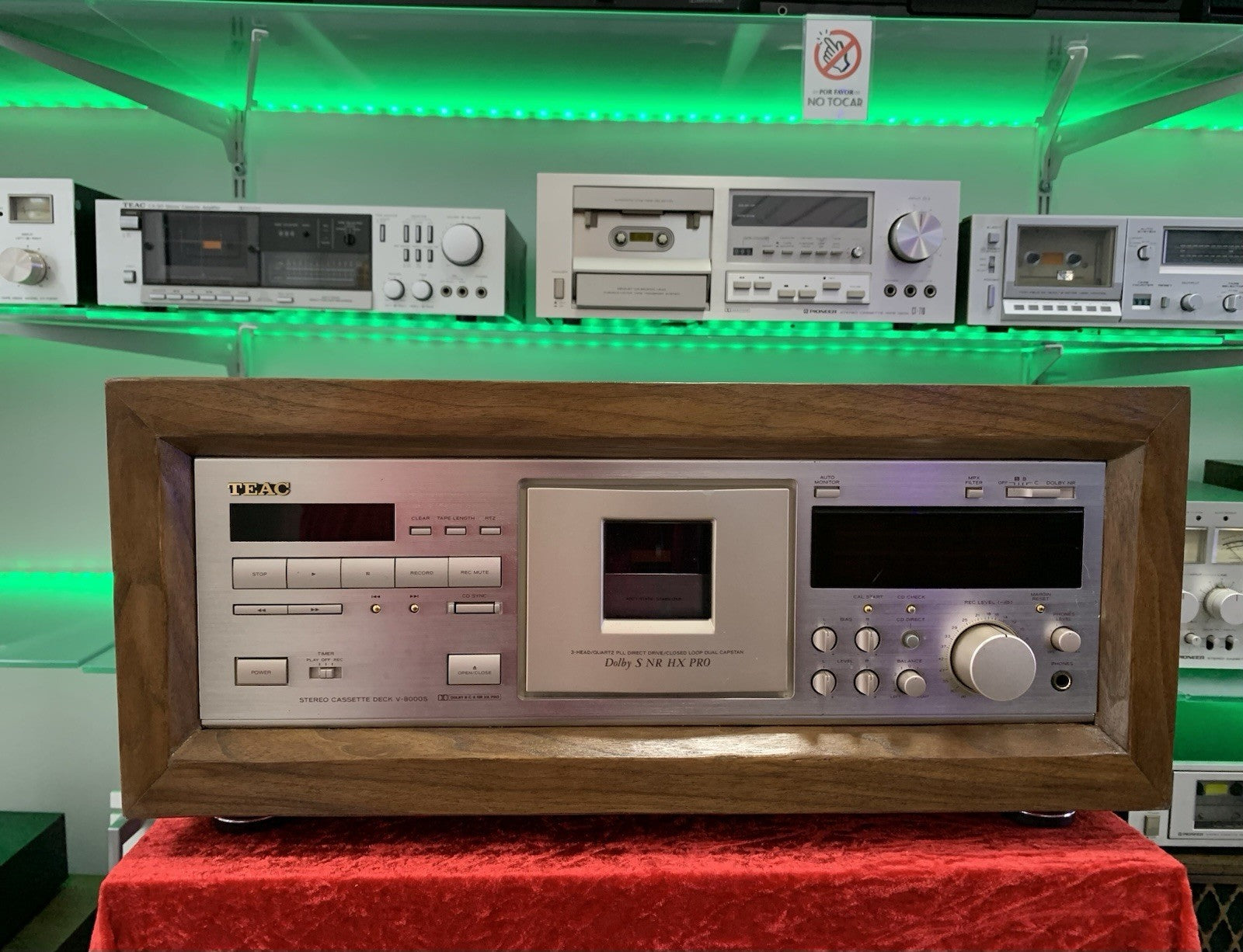 TEAC V 8000S Cassette Tape Deck 3 Head Wood Box 15Hz-21KHz Metal WORK Good Look