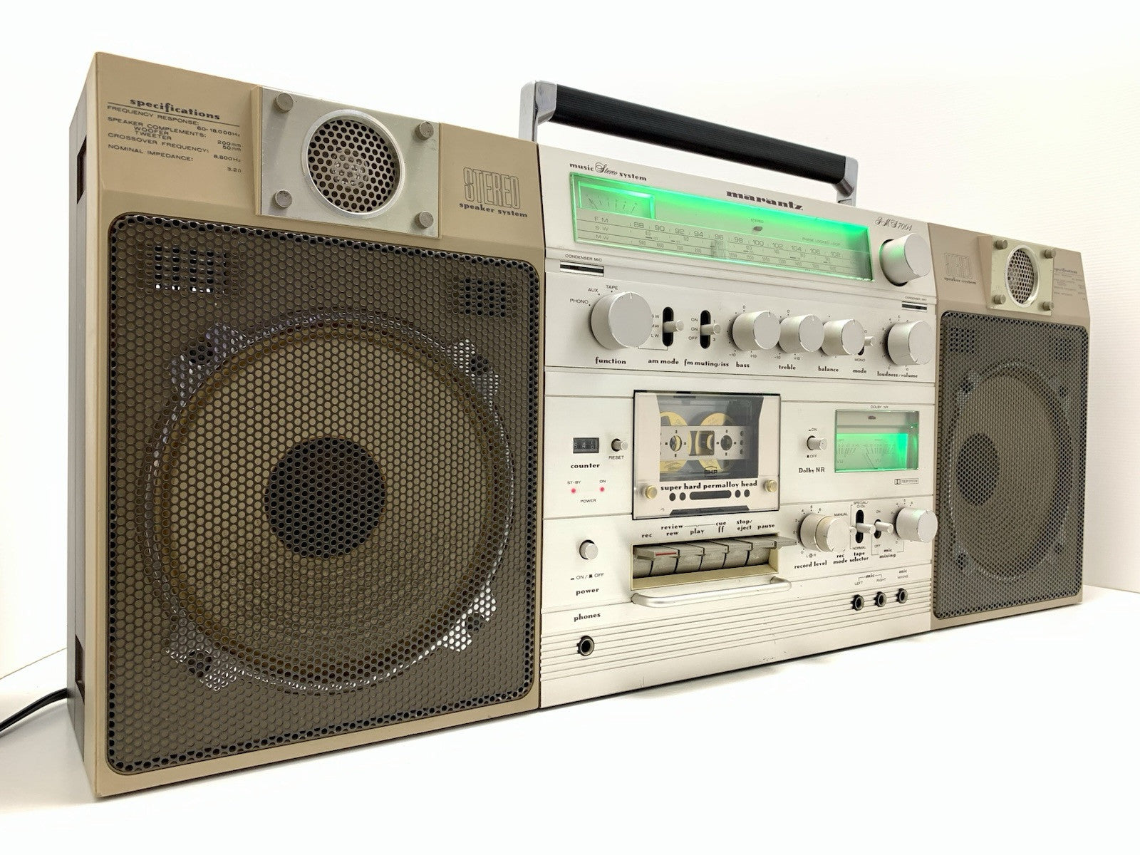 MARANTZ PMS 7004 BIG BOOMBOX STEREO Radio Cassette Vintage 1981 WORK Good Look