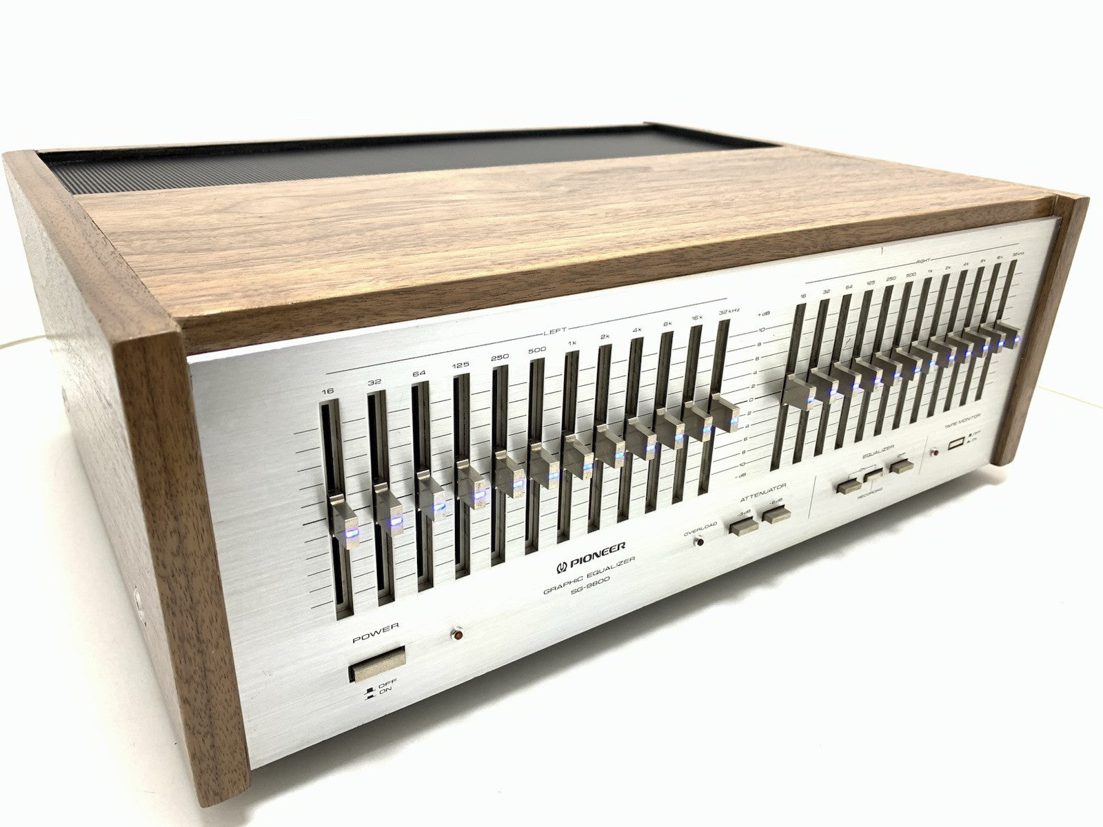 PIONEER SG 9800 Graphic Equalizer BLUE LED with WOOD BOX Vintage WORK Good Look