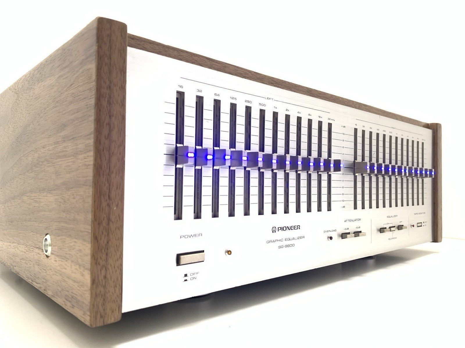 PIONEER SG 9800 Graphic Equalizer BLUE LED with WOOD BOX Vintage WORK Good Look