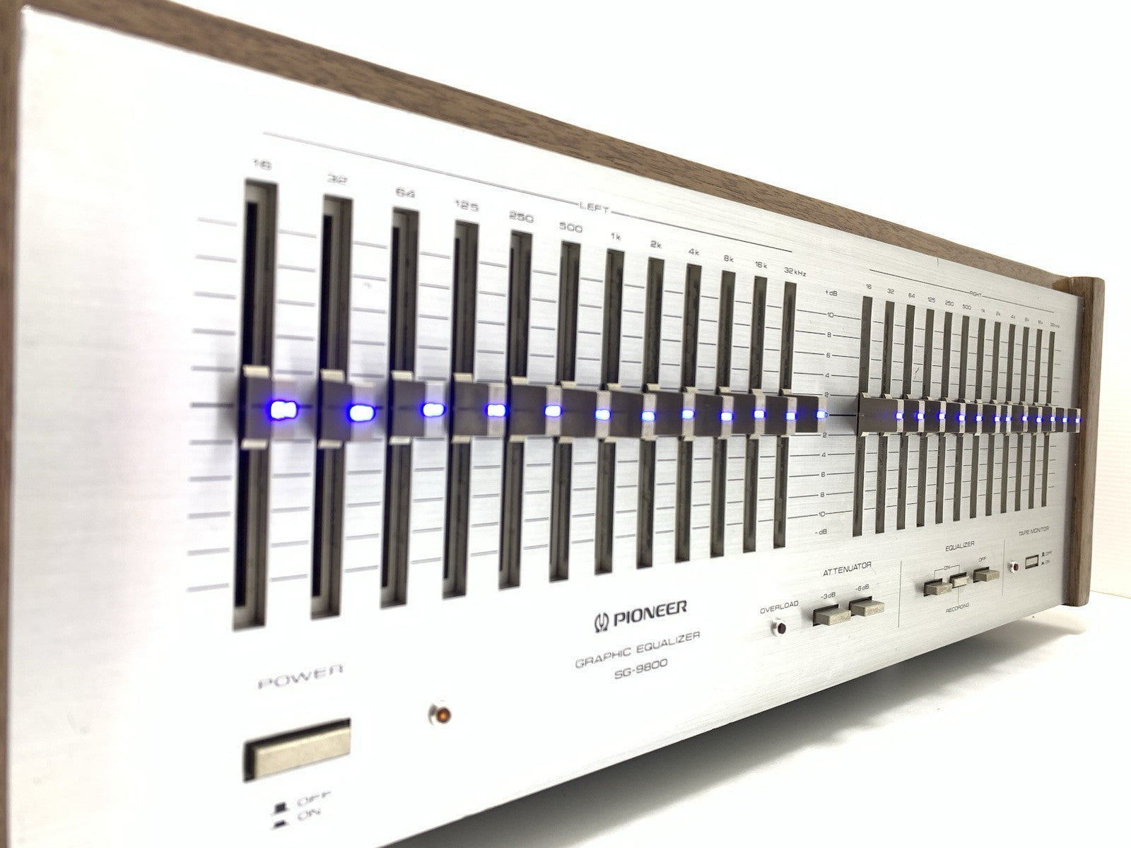 PIONEER SG 9800 Graphic Equalizer BLUE LED with WOOD BOX Vintage WORK Good Look