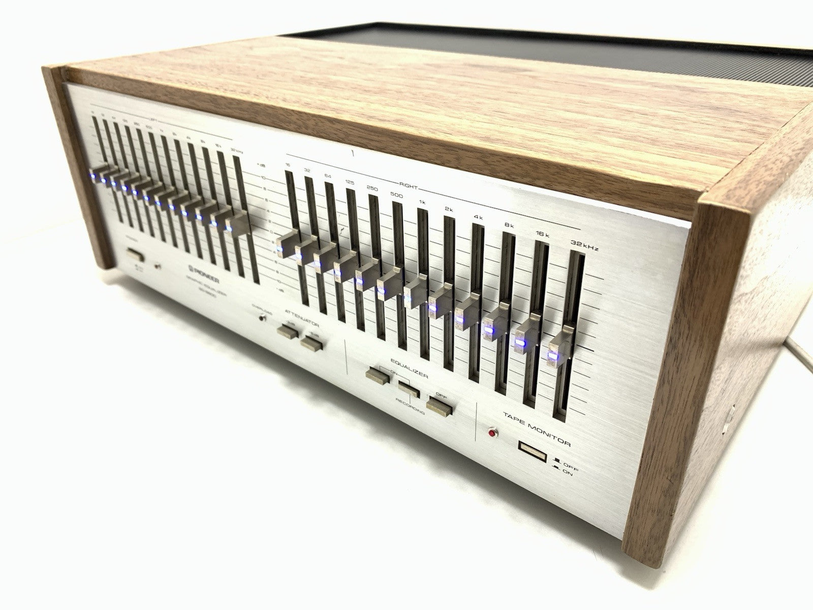 PIONEER SG 9800 Graphic Equalizer BLUE LED with WOOD BOX Vintage WORK Good Look